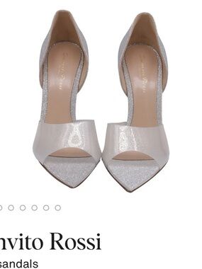 Gianvito Rossi D'Orsay Glitter Pointed-Toe Heels in Pearl White size 37